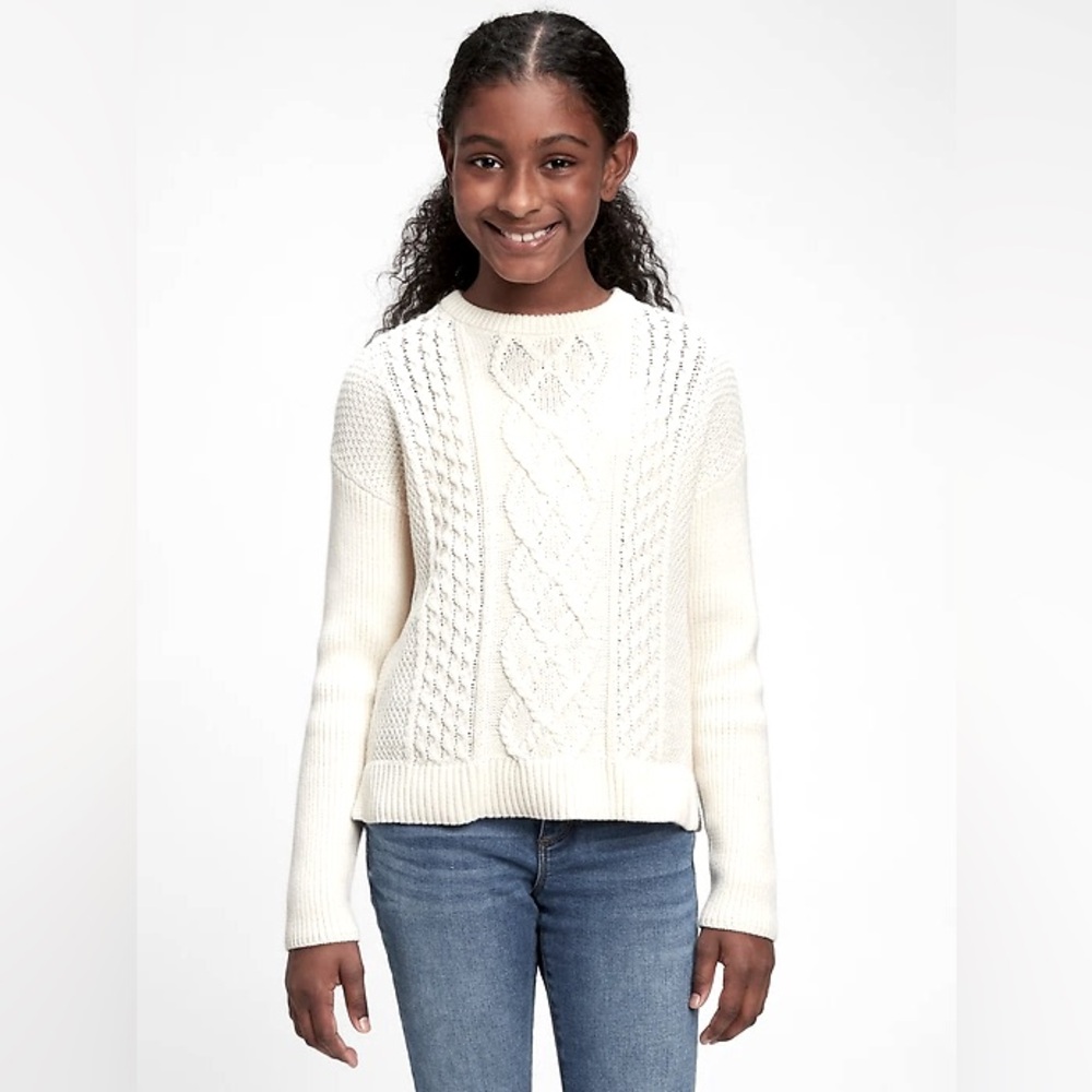 Gap Kids Off White Cable Knit Sweater Girls Small 6 7 Winter Spring